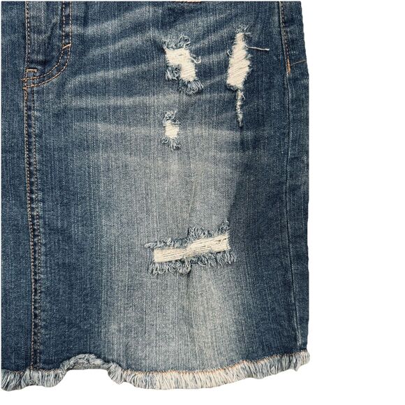 Mossimo Denim Skirt 10/30 (31x16.5) Blue Straight Distressed Super Stretch Women - Picture 8 of 8